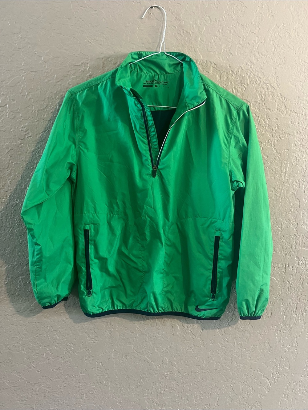 Nike Golf Windbreaker Green Lightweight Half Zip Jacket Youth Small